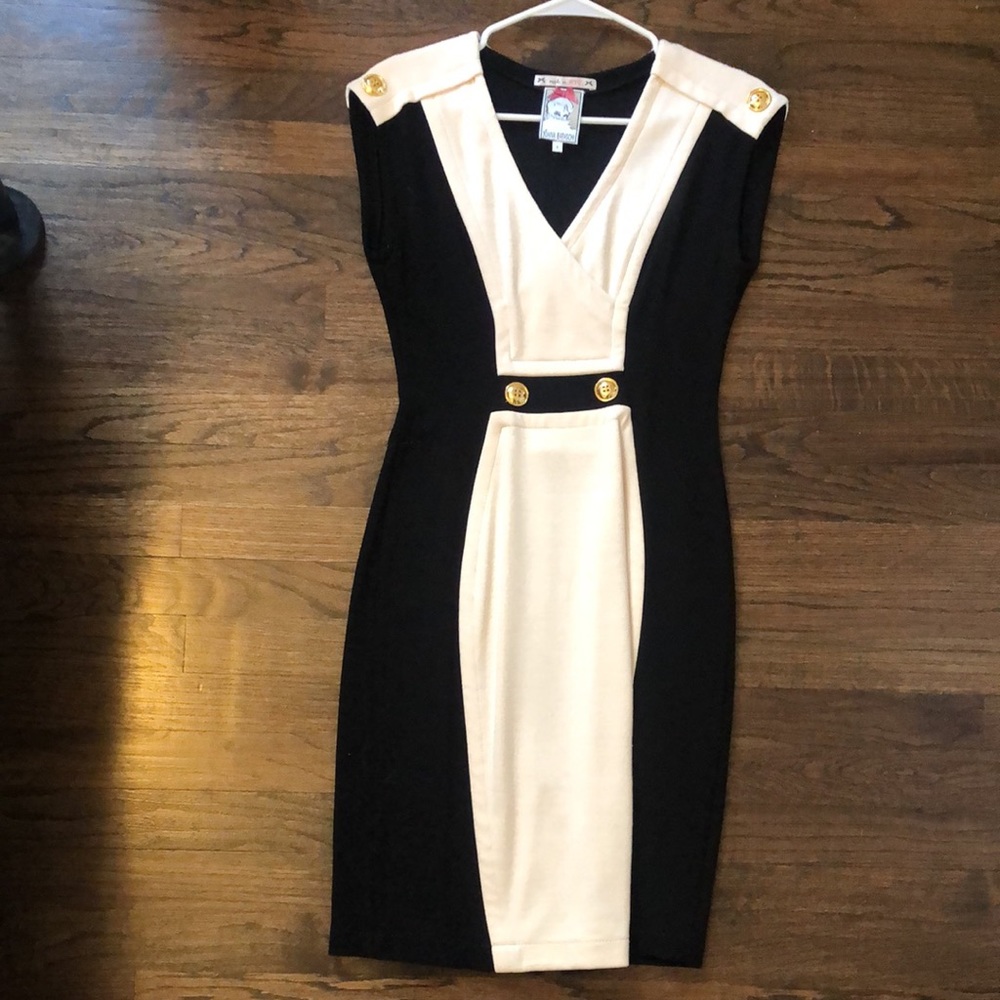 Yoana Baraschi Black and Cream Colorblock Mini Dress